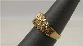 14K Mercedes-Benz Logo Nugget Ring Size: 7, 3.2g